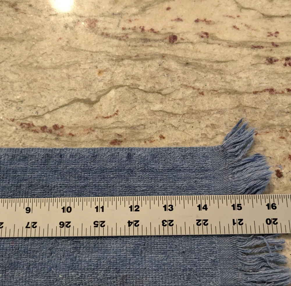 Sunflower Embroidered Vintage Avanti 100% Cotton Towel Set Blue 3 Pieces Fringe